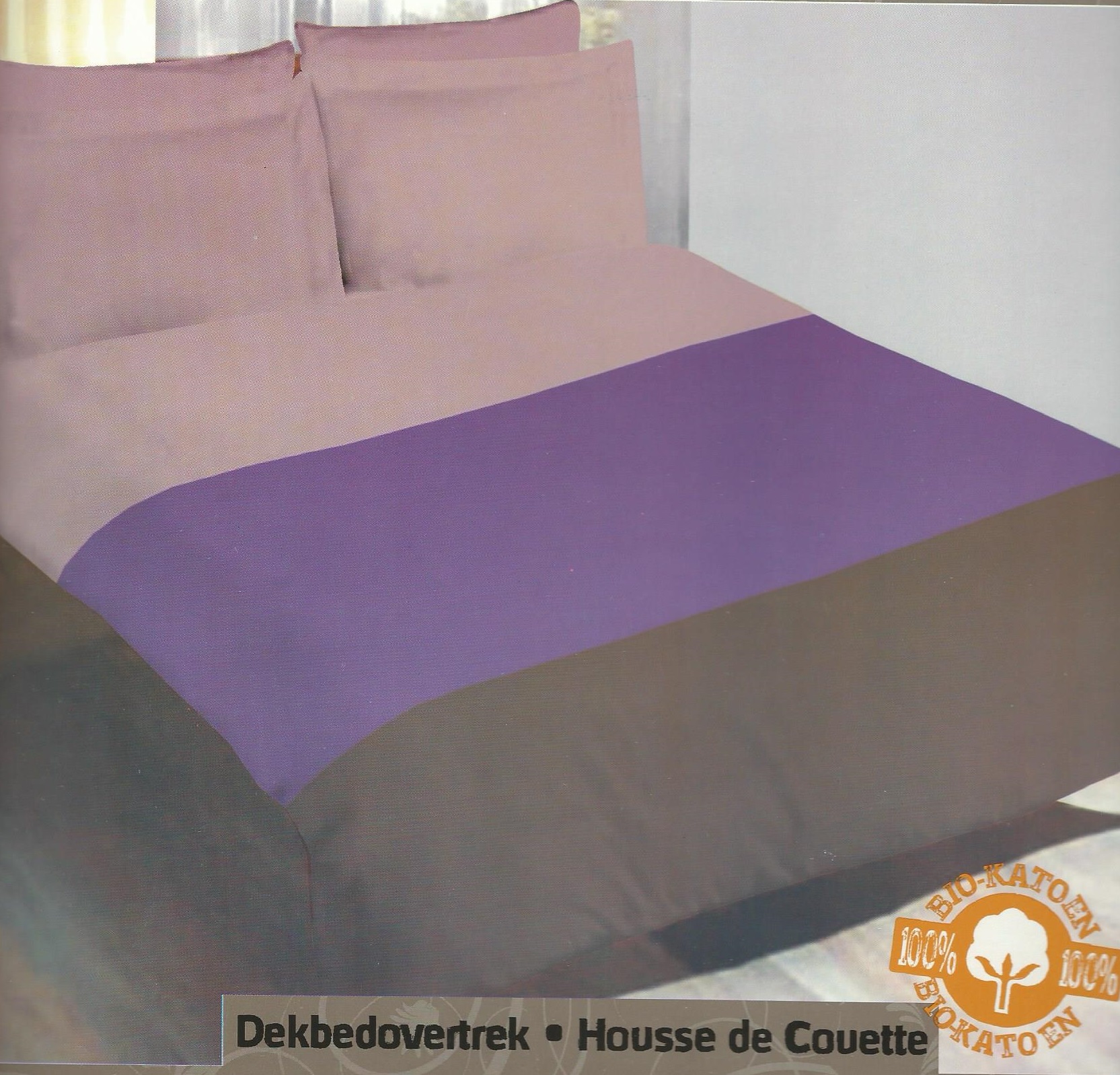 korting Naschrift Autorisatie DEKBEDOVERTREK | 240x220cm | 100% katoen | HORIZONTALE STREEP PAARS -  2Sleep.be